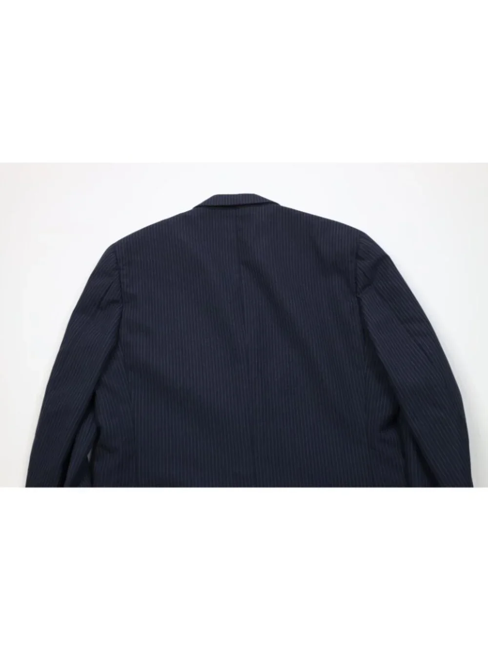 Vtg 70s Mens 38R 2 Piece Pinstriped Wool Suit Wedding Blue Wide Leg 32x29 USA